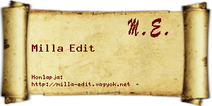 Milla Edit névjegykártya